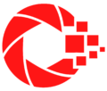 red black minimalist pixel lens logo design (1)