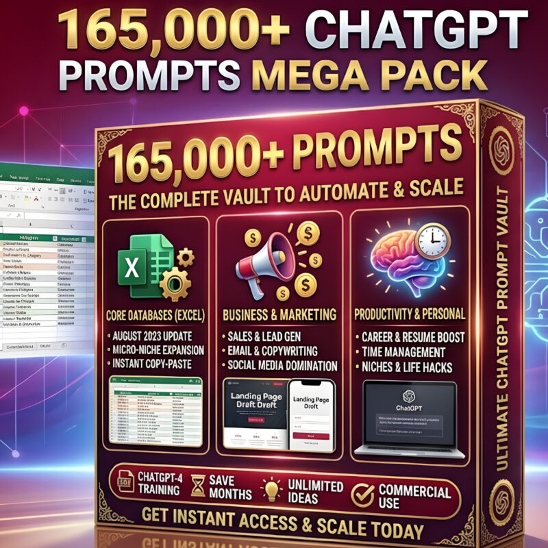 the ultimate 165,000+ chatgpt prompts mega pack