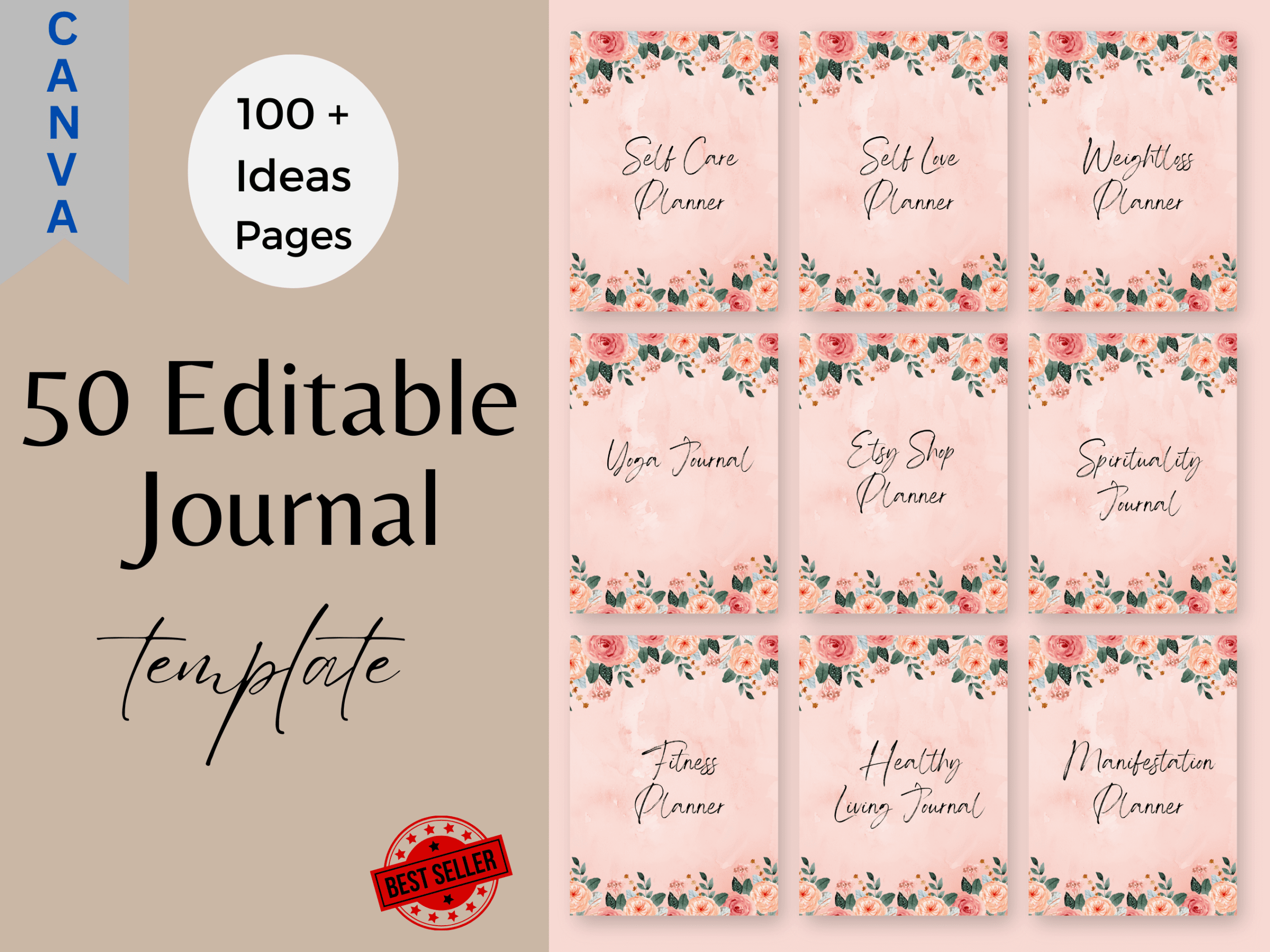 50 canva journal templates bundle editable | digital products pack | plr mrr rights included 50 canva journal templates bundle editable | digital products pack | plr mrr rights included