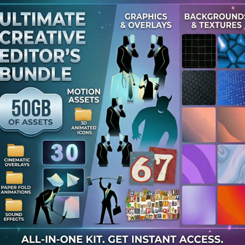 ultimate 50gb+ creative editor’s vault | the all in one graphics & motion bundle