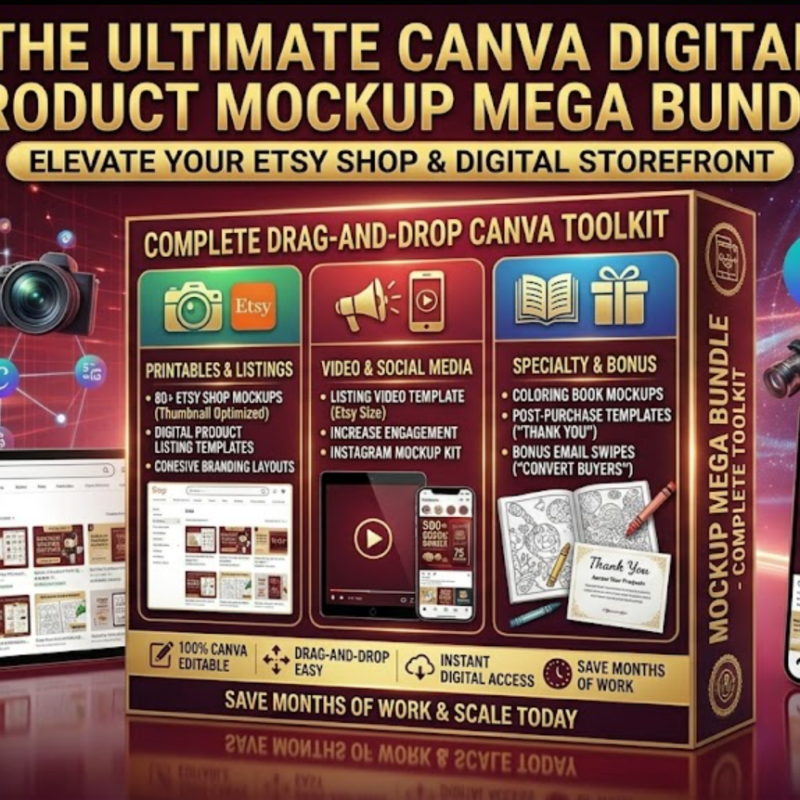 the ultimate canva digital product mockup mega bundle