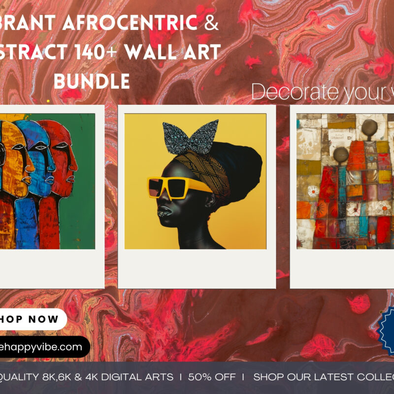 vibrant afrocentric & abstract wall art bundle – 140+ premium digital prints